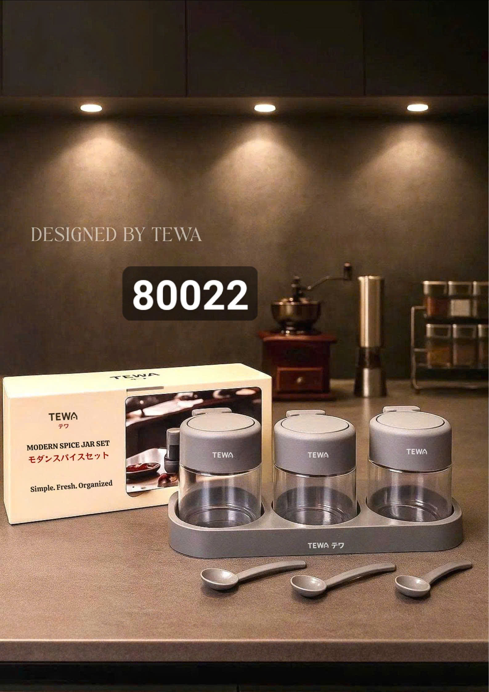 SET 3 LỌ THỦY TINH ĐỰNG GIA VỊ TEWA JAPAN CAO CẤP