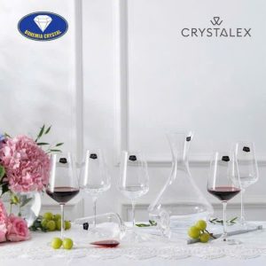 Bộ bình lắc và ly rượu vang Bohemia Sandra