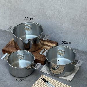 Nồi đúc inox 3 lớp đáy liền Kaiyo size 18cm KIC-3369