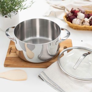Nồi inox thân đáy liền tri-ply silver Crown kaiyo size 18CM KIC-6605 Noi inox than day lien tri ply silver Crown kaiyo 4
