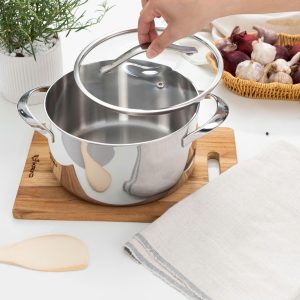 Nồi inox thân đáy liền tri-ply silver Crown kaiyo size 18CM KIC-6605 Noi inox than day lien tri ply silver Crown kaiyo 5