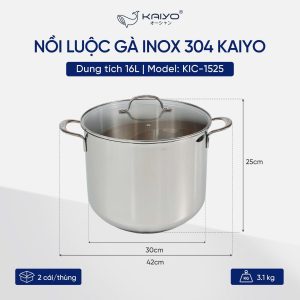 Nồi luộc gà inox 304 Kaiyo dung tích 16L KIC-1525
