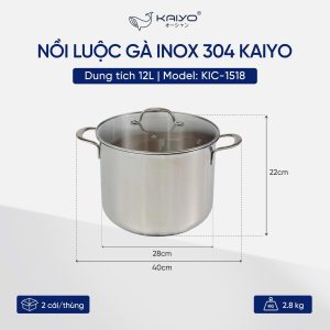 Nồi luộc gà inox 304 Kaiyo dung tích 12L KIC-1518