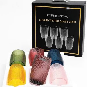 BỘ 6 CỐC THỦY TINH VÂN LƯỚI DẬP NỔI CRISTA 420ML
