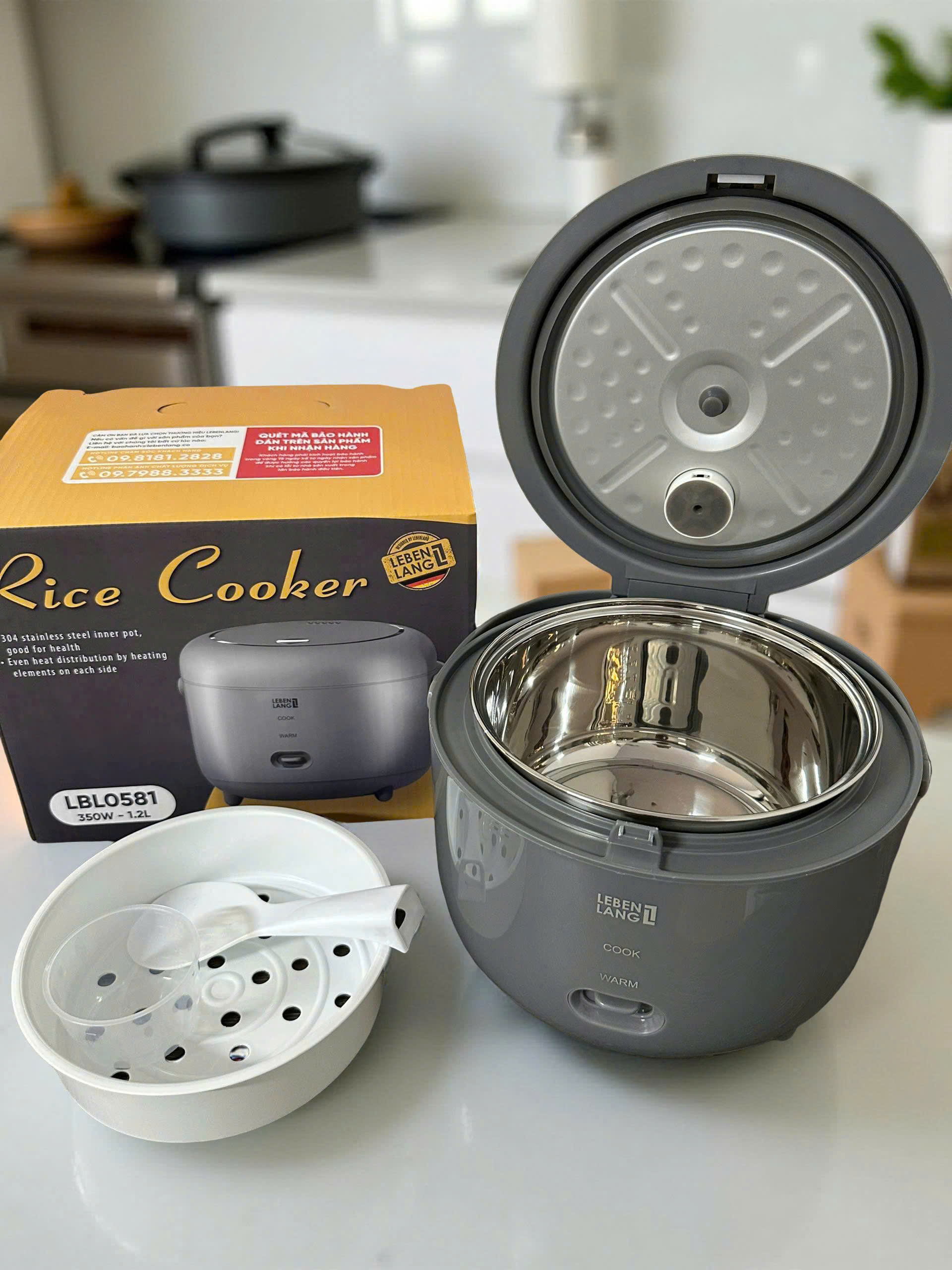 Nồi Cơm Điện LEBENLANG LBL0581 GREY Lòng Inox