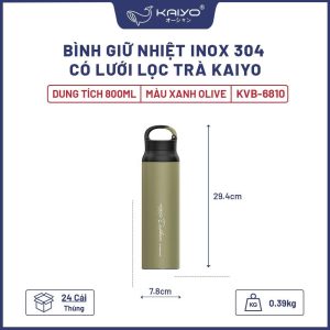 Binh giu nhiet chan khong inox 304 Kaiyo 800ml 19
