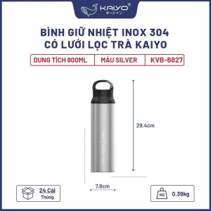 Bình giữ nhiệt chân không inox 304 Kaiyo 800ml có móc treo
