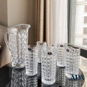 Bộ bình nước kim cương Crystal Bohemia gồm 1 bình 1250ml và 6 cốc 260ml