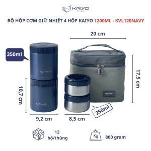 Bộ hộp cơm giữ nhiệt Kaiyo 5 món 1200ml