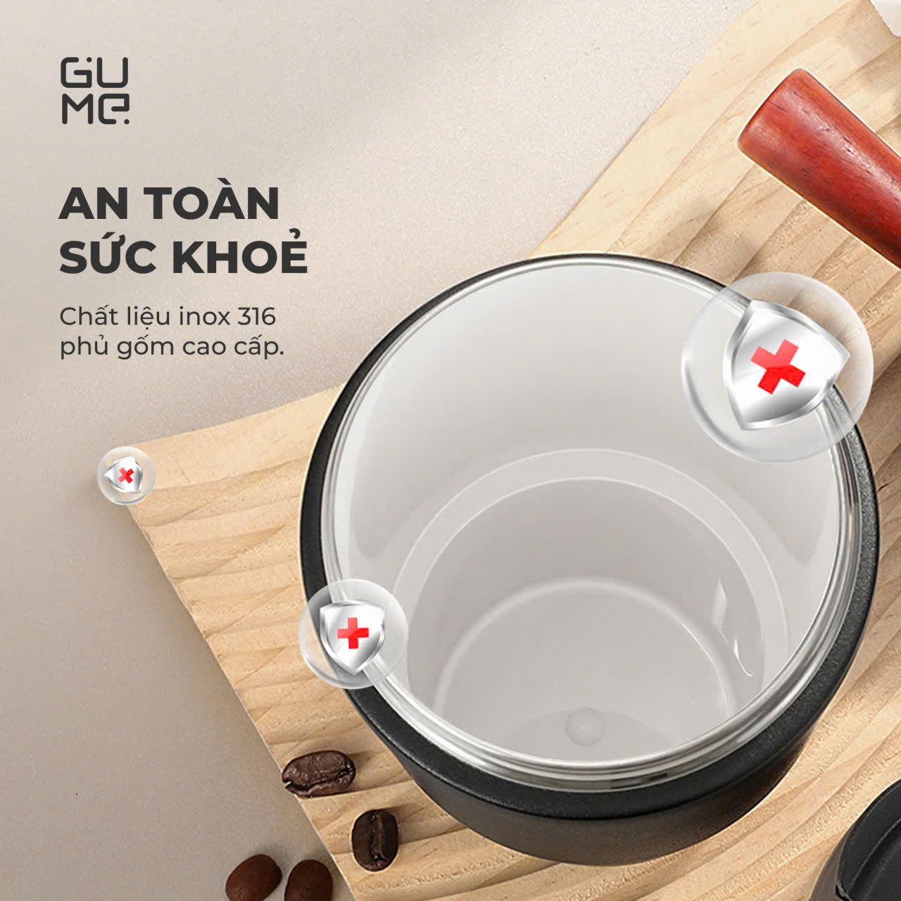 CỐC GIỮ NHIỆT INOX 316 PHỦ GỐM GUME GM-F3301 8 COC GIU NHIET INOX 316 PHU GOM GUME GM F3301 8