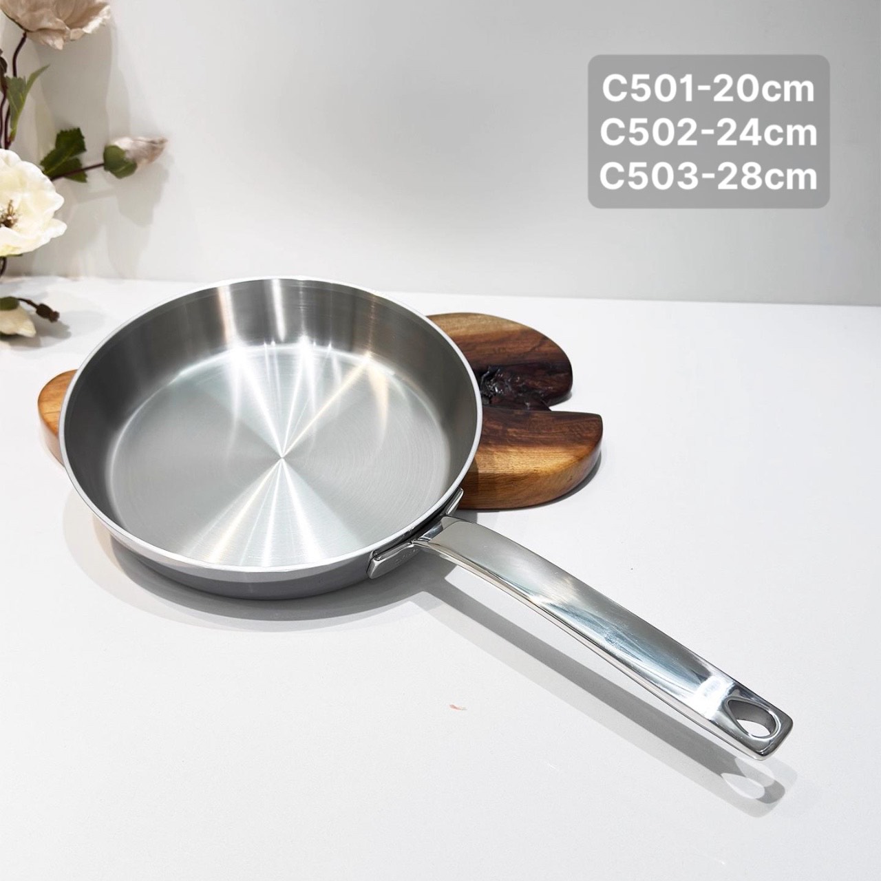 Chảo cạn thành cao dáng Âu inox18/10 Chockmen 28cm - C503