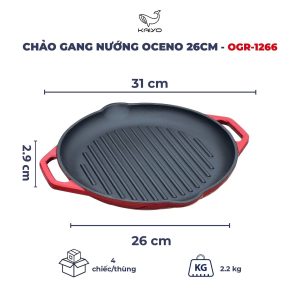 Chảo gang nướng Oceno 26cm OGR-1266