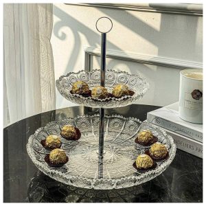 Đĩa pha lê 2 tầng mài M57 bohemia crystal