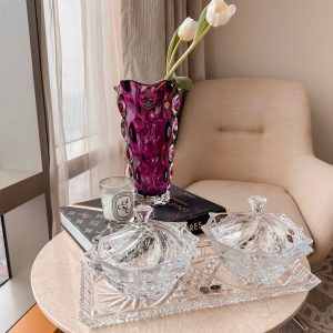 Dia pha le Bohemia chu nhat mai xoay 40cm 2