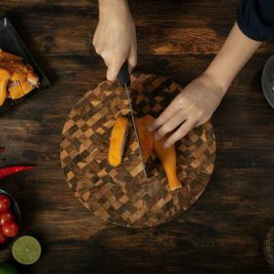 Thot chat tron go Teak dau kaiyo 38x30cm TDC04 3