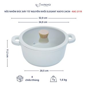 Noi nhom duc nguyen khoi day tu Elegant Kaiyo 24cm KAC 2119
