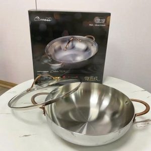 Chao inox sau long Ciwete series Royal Knight mau vang dong 32cm kem xung hap 2