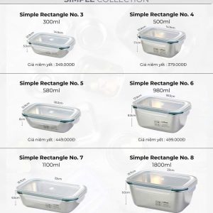 Hộp đựng inox chữ nhật Cuitisan Simple EC7-PS03 300ml Hop dung inox chu nhat Cuitisan Simple EC7 6