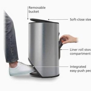 Thùng rác đạp chân Joseph Joseph Arc 10L - 30151 màu đen mờ