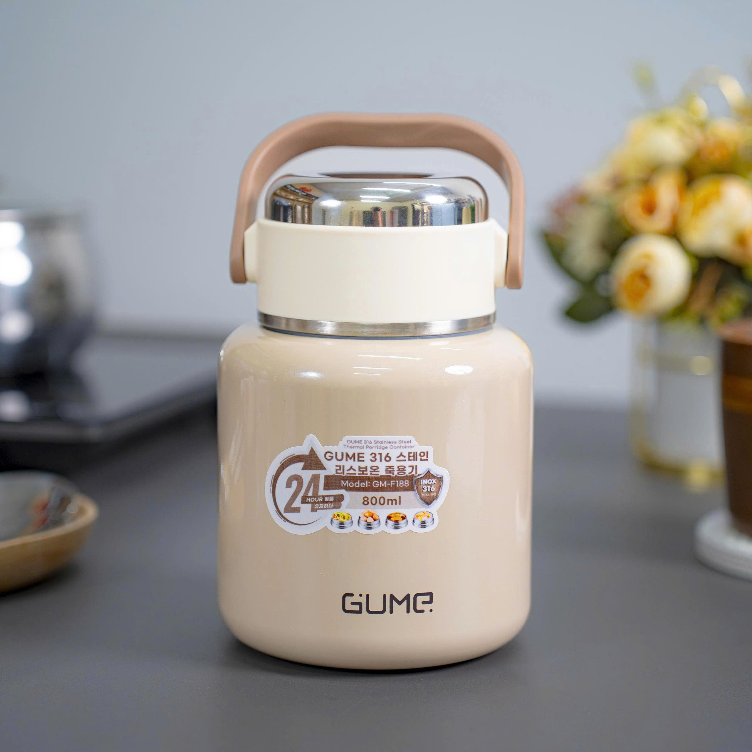 Bình ủ cháo giữ nhiệt Inox 316 GUME GM-F188 6 Binh u chao giu nhiet Inox 316 GUME GM F188 6