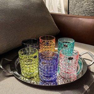Bộ 6 cốc pha lê Bohemia Diamond Tumbler full màu 230ml
