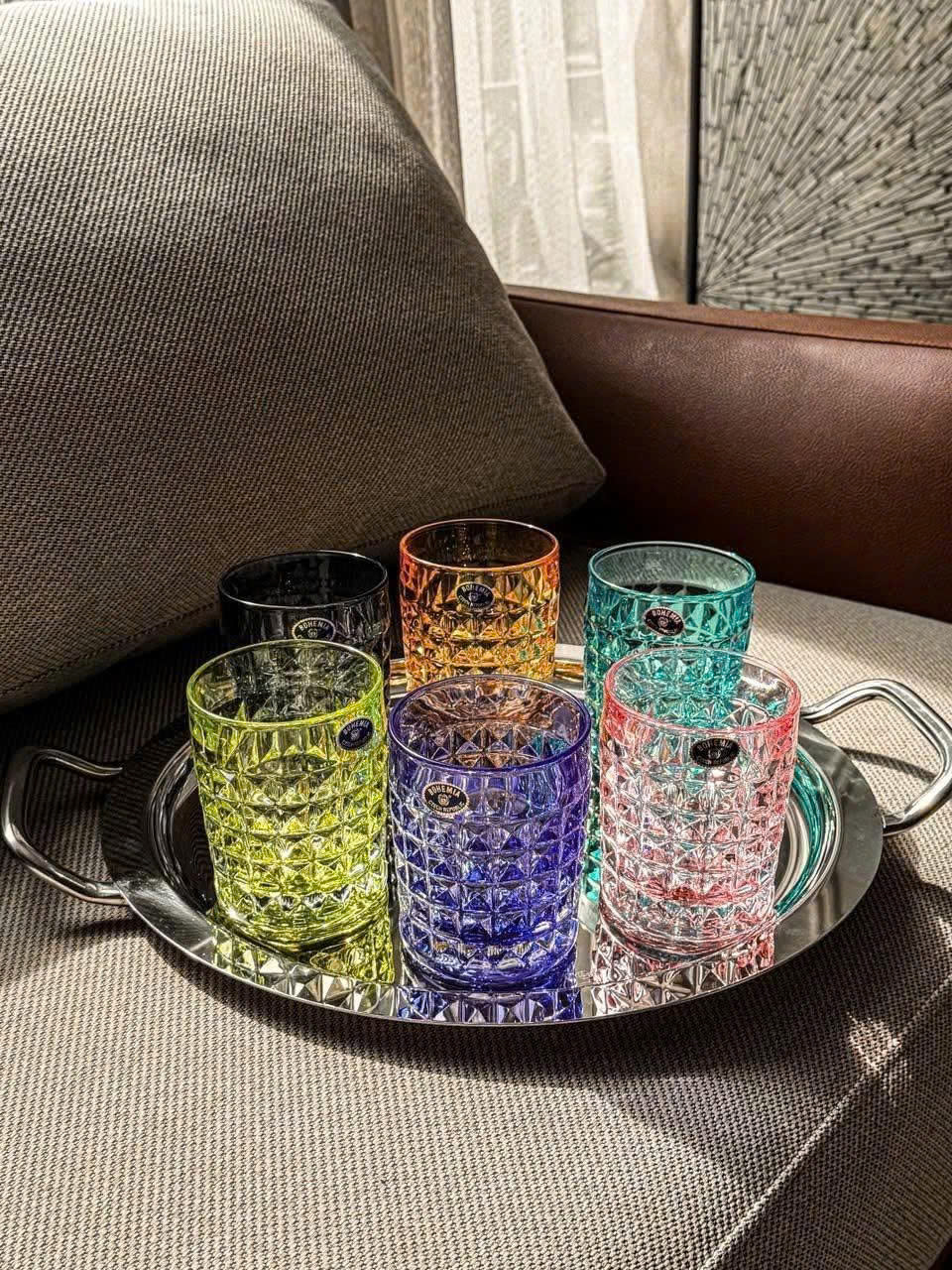 Bộ 6 cốc pha lê Bohemia Diamond Tumbler full màu 230ml 1 Bo 6 coc pha le Bohemia Diamond Tumbler full mau 230ml 1