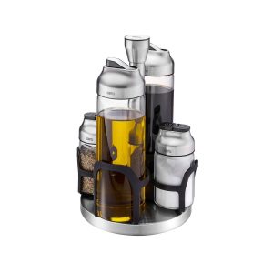 SET 4 BÌNH GIA VỊ DẦU GIẤM KÈM GIÁ XOAY GEFU KIPPO 33734